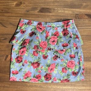 Lush Floral Mini Skirt Small